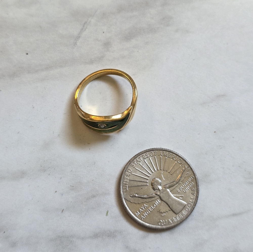 Gold and Green Leaf Avon Ring - Picture 2 of 4